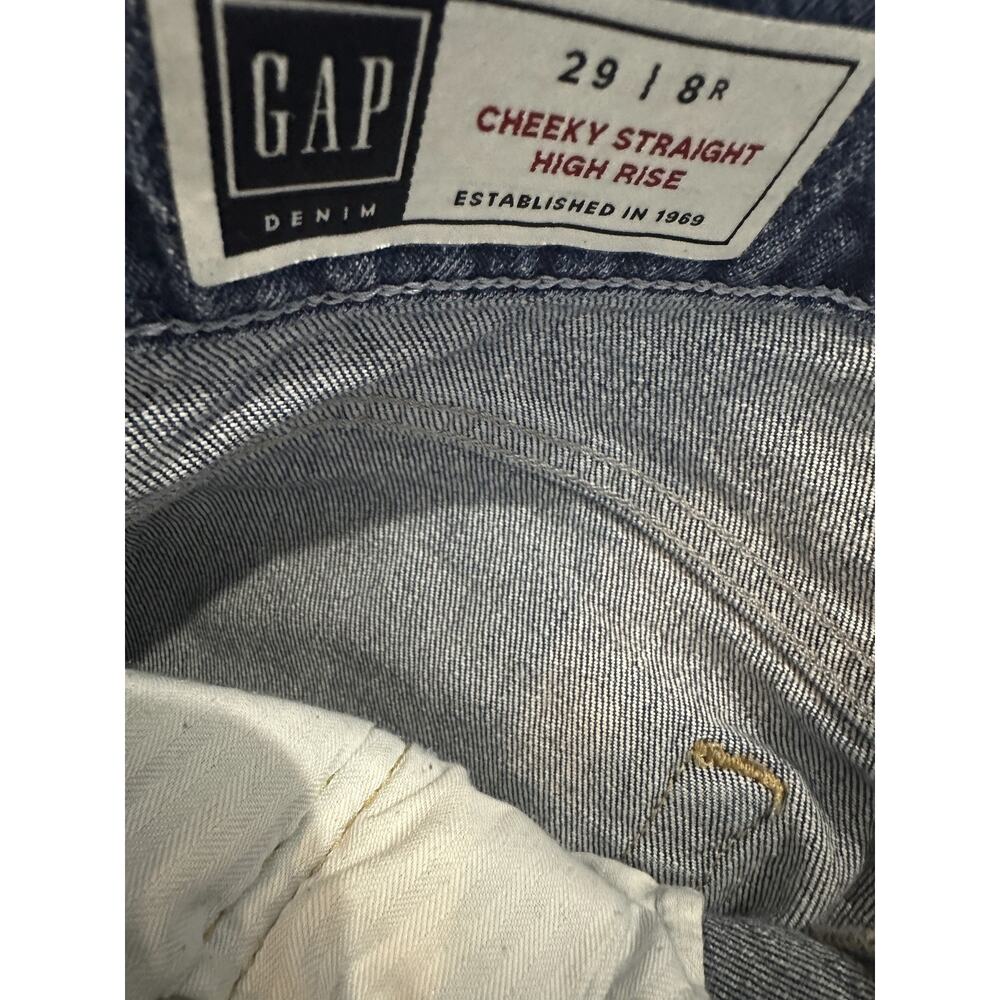 Gap Cheeky Straight High Rise Jeans Button Fly 29 8 R Dark Indigo Blue Denim - Picture 7 of 15